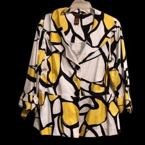 Multiples Patterned BlouseYellow, Black, White